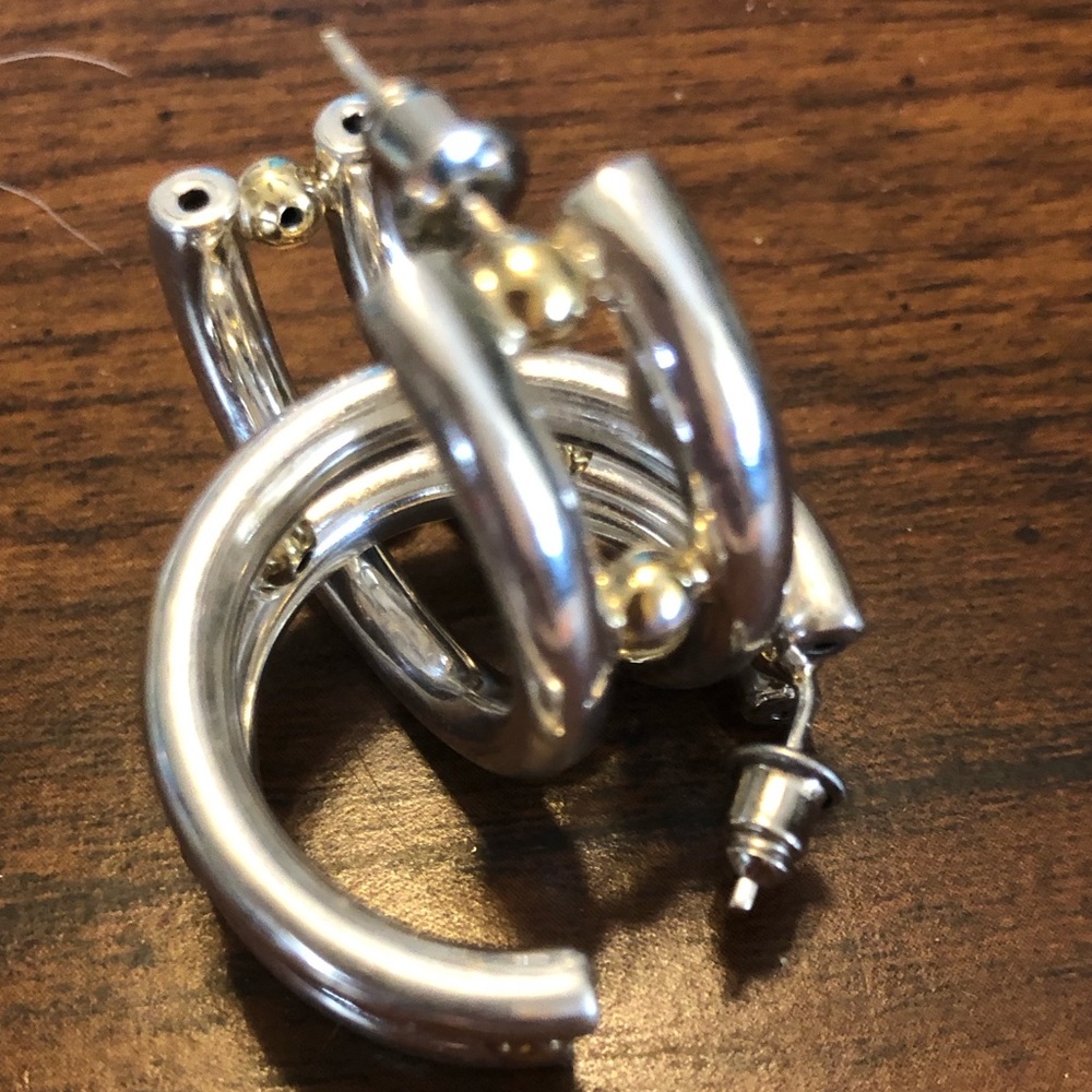 925 Silver Double Half Hoop earrings